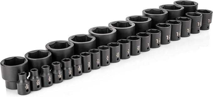 TEKTON 1/2 Inch Drive Shallow 6-Point Impact Socket Set, 29-Piece (5/16-2 in.) | SID92006