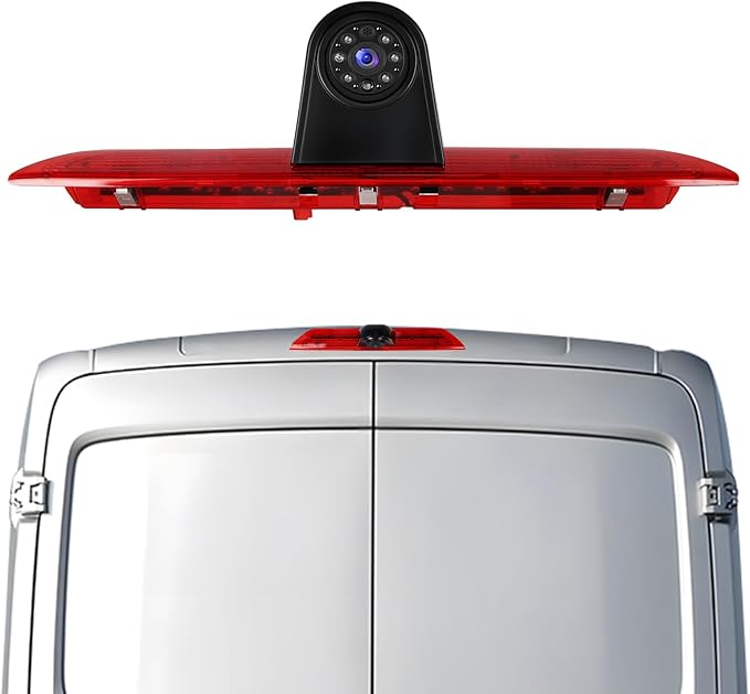 Brake Light Backup Camera for Ford Transit 2014-2018, 140° Wide Angle Wired Rear View Camera with IP67 Waterproof, Night Vision, 720P HD, PAL Signal, Parking Assist for Van Truck