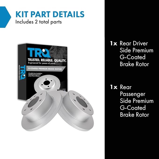 TRQ Rear Brake Rotors Set Solid Premium G-Coated Compatible with 2007-2009 Dodge Sprinter 2500 Sprinter 3500 2007-2018 Freightliner 2010-2018 Mercedes-Benz
