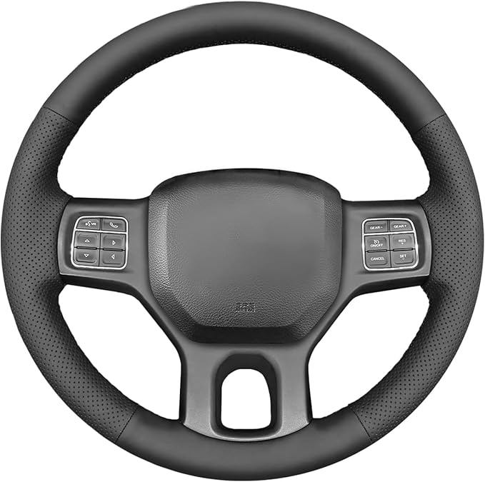 MEWANT Steering Wheel Cover for Dodge RAM 1500 2012-2018 1500 Classic 2500 3500 Custom Version by Genuine Leather Suede