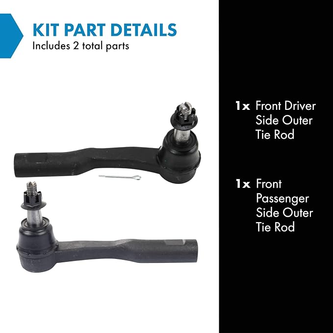 TRQ Outer Driver and Passenger Side Tie Rod Set 2 Piece Compatible with 13-14 Chevrolet Malibu Ride and Handling Suspension 2015 Malibu 16, Limited Ride and Handling Suspension