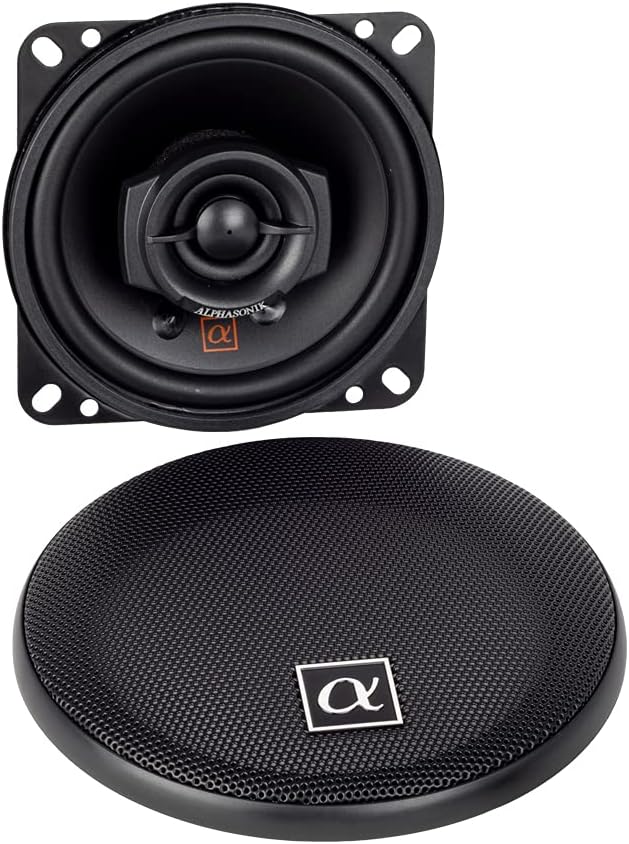 Alphasonik 1 Pair of NS42 Neuron Series 4" (240 Watts Max for The Pair) 120 Watts Max Per Speaker 2-Way Full-Range Car Audio Speaker with PEI Dome Tweeter Polypropylene Cone Grilles Included