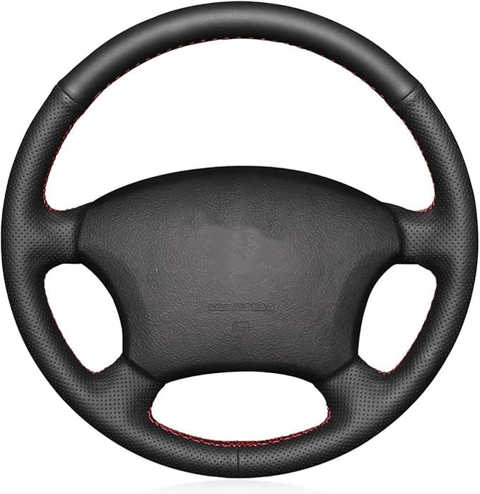 Loncky Custom Fit Dark Brown Genuine Leather Steering Wheel Cover for Toyota Land Cruiser 1995 1996 1997 1998 1999 2000 2001 2002 Accessories Car Interior Hand Stitched OEM Parts