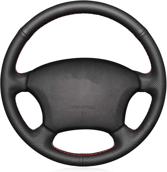 Loncky Custom Fit Dark Brown Genuine Leather Steering Wheel Cover for Toyota Land Cruiser 1995 1996 1997 1998 1999 2000 2001 2002 Accessories Car Interior Hand Stitched OEM Parts