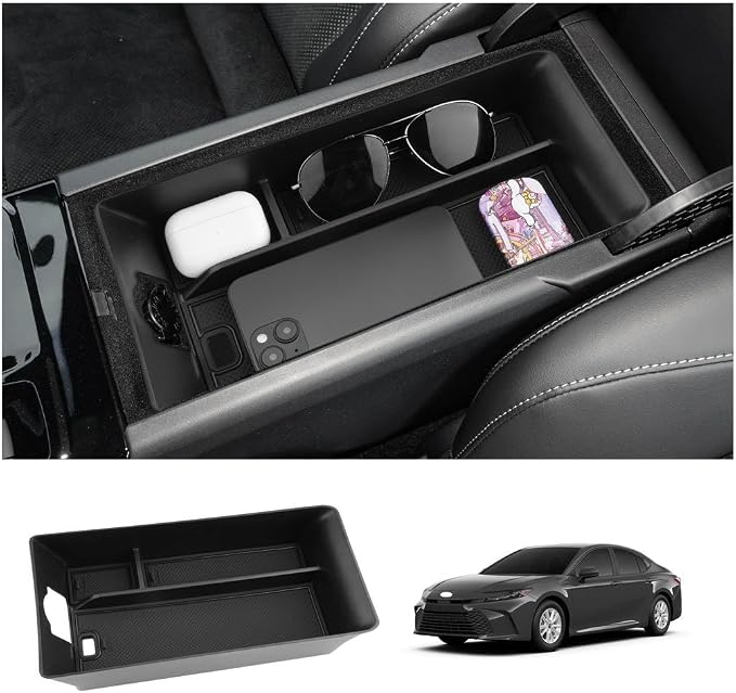 LUWU 2025 Camry Center Console Tray Compatible with 2025 2026 Toyota Camry (XSE/XLE/SE/LE) Accessories Armrest Console Organizer Storage Box for 9th Gen Camry Interior Accessories