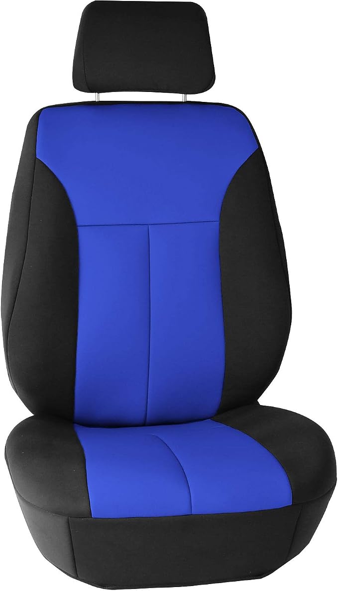 FH Group Front Set Neoprene Car Seat Cover for Low Back Seats with Removable Headrest, Universal Fit, Airbag Compatible, Car Seat Cover for SUV, Van Blue