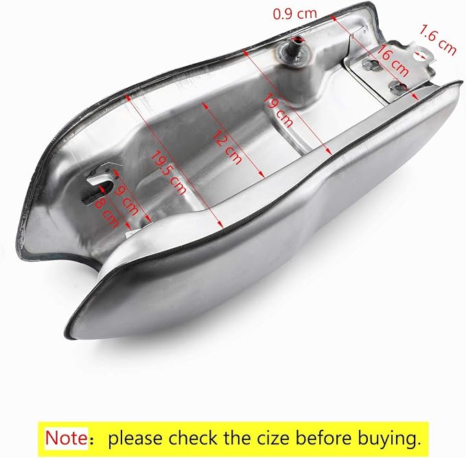 2.4 Gallon (9L) Motorcycle Gas Tank - Unpainted Universal Steel Blank for Cafe Racer, Modification Required, For Honda CB For Yamaha RD For Suzuki GS For BMW (Raw Custom Finish)
