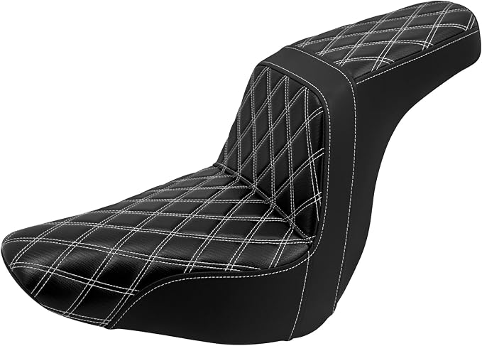 Motorcycles Two-Up Seat Front Rear Driver Passenger Cushion Seat Fit for Harley Low Rider FXLR FXLRS Sport Glide FLSB 2018-Up (White Stitching)