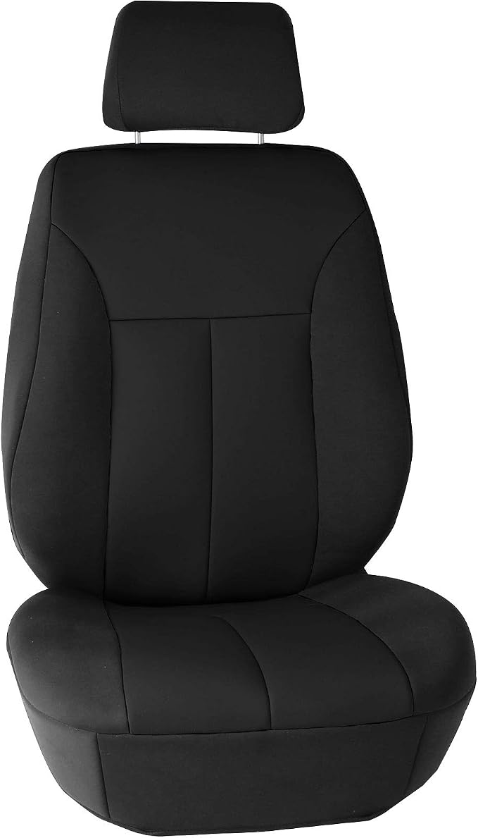FH Group Front Set Neoprene Car Seat Cover for Low Back Seats with Removable Headrest, Universal Fit, Airbag Compatible, Seat Cover for SUV, Van, Black