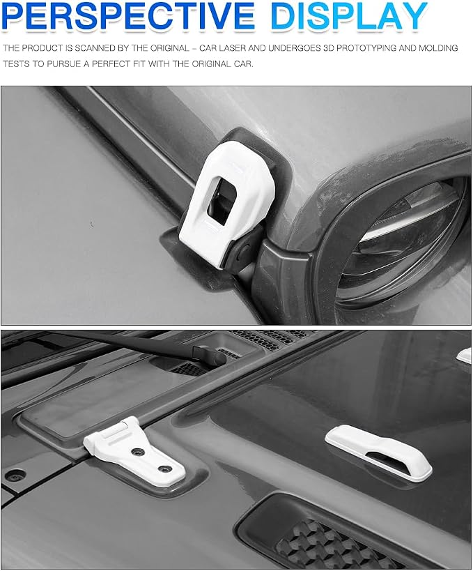 Barong for Jeep Wrangler JL JLU 2018-2025 Accessories Exterior Decoration Door Hinge Handle Engine Hood Hinge Hood Latch Wheel Eyebrow Side Air Outlet Rear Window Hinge Cover 26PCS Full Set (White)