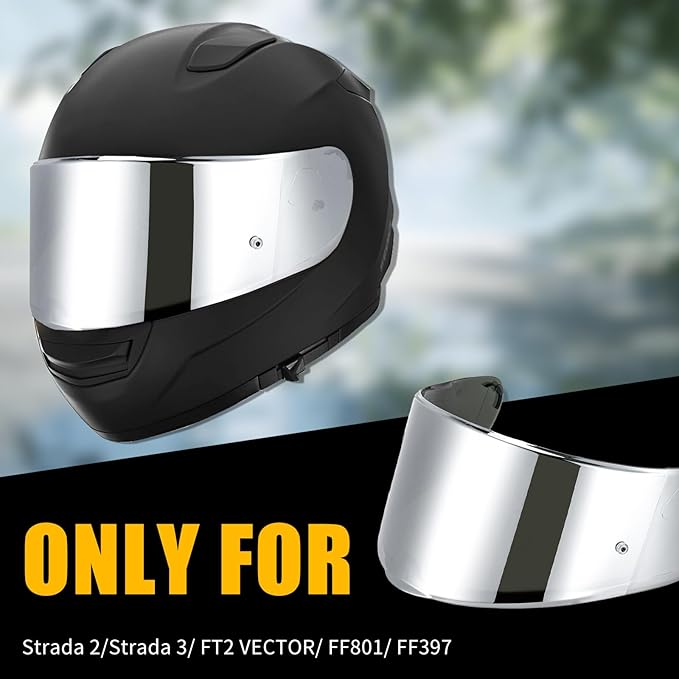 Helmet Visor Shield for SEDICI Strada II and Strada 3 /FF397/FF801Motorcycle Helmets Visor (Chrome Silver)