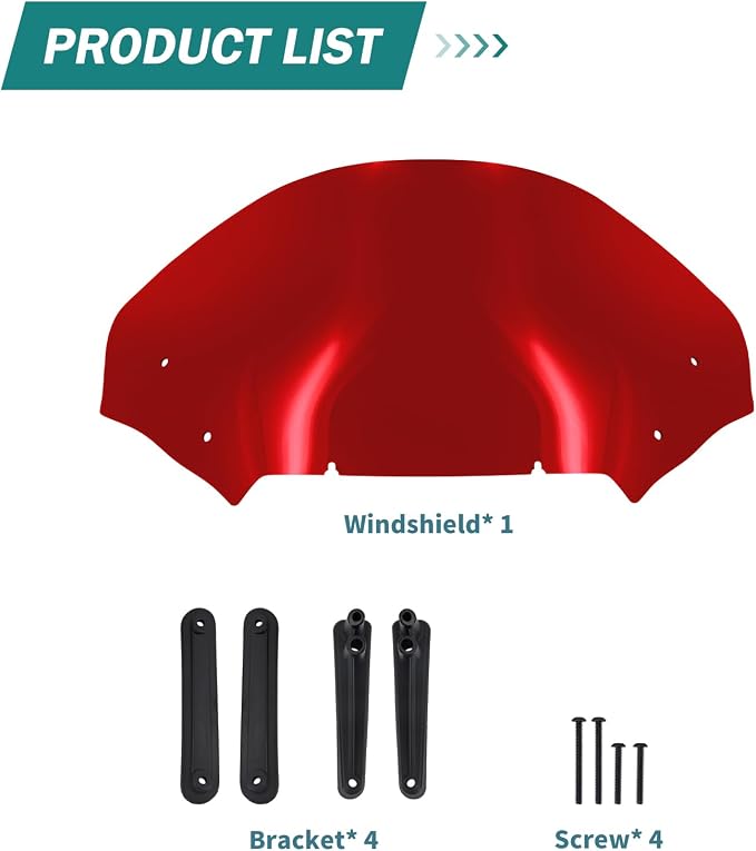 Motorcycle Windshield Windscreen Wind Splitter Fit for Harley Road Glide FLTRXSE 2023-later FLTRX FLTRXSTSE 2024-later for Dual Headlights (Red)