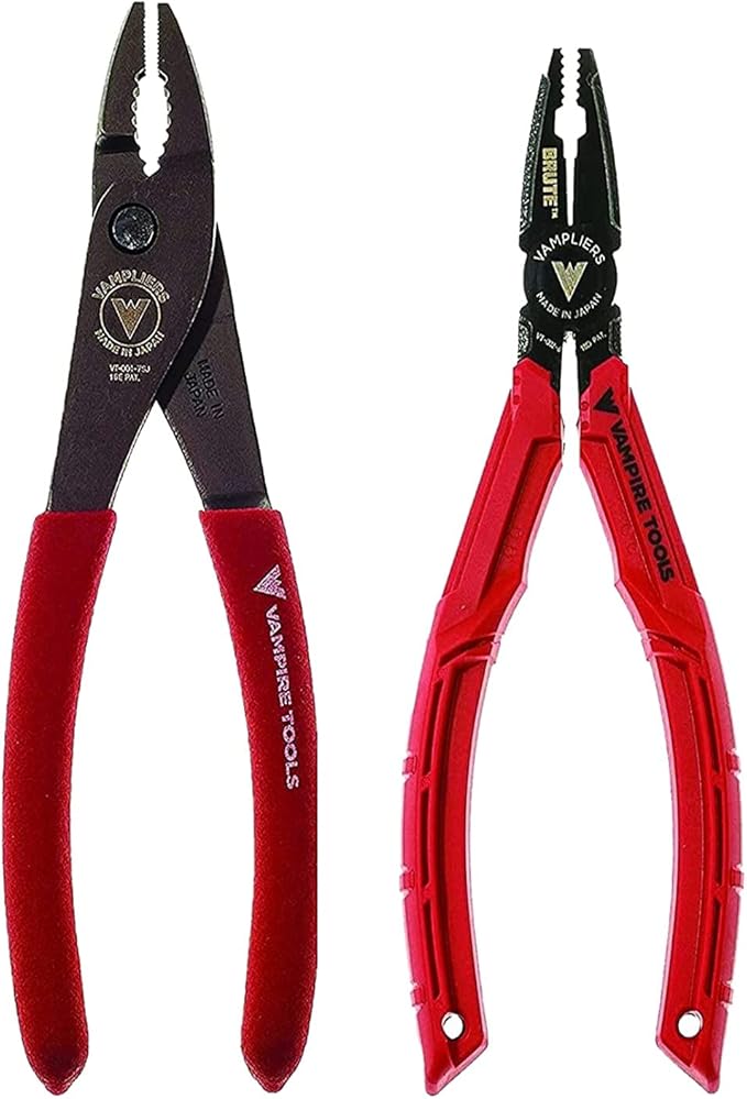 VAMPLIERS "Brute" World's Best Screw Extraction Pliers VT-002-6, Remove Stripped/Rusted/Stuck/Specialty Screws Nuts/Fasteners + VAMPLIERS VT-001-7SJ Best 7" Slip Joint Screw Extraction Pliers