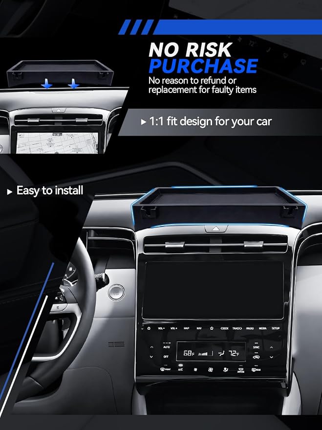 for Santa Cruz Dashboard Console Organizer 2022 2023 2024 Hyundai Santa Cruz Accessories Behind Screen Organizer Storage Box Console Dash Tray