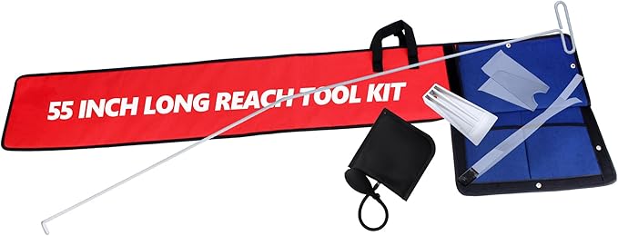 55 Inch Long Reach Tool - Car Tools with J-Hook,Air Wedge Pump,Non-Marring Wedge and Carry Bag,One Piece Design
