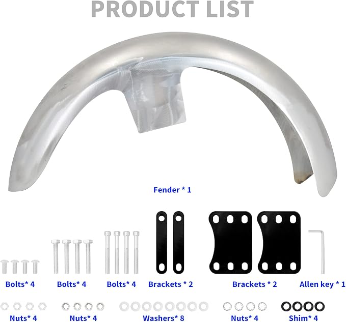 21 inch Front Fender Unpainted Motorcycle Wrap Mudguard for Bagger Models Fit for Harley Touring Road King Electra Glide Street Glide 120/R21