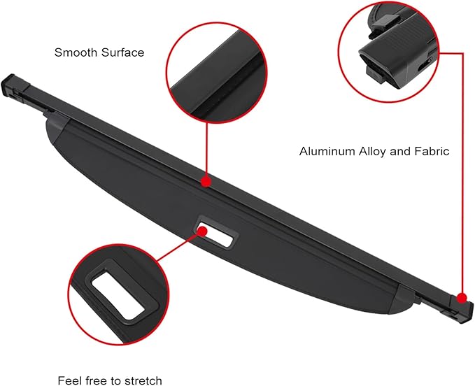 SCITOO Cargo Cover for 2021-2024 2025 Fit for Kia Sorento 1.6L 2021-2024 Fit for Kia Sorento 2.5L Retractable Rear Trunk Cargo Shade Luggage Security Cover Shielding Waterproof
