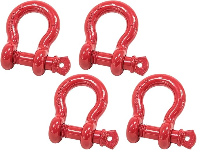 Mytee Products 1" Anchor Shackle Forged Carbon Steel w/Alloy Screw Pin WLL # 8.50 Tons (17,000 lbs) | Double Rust Protection Heavy Duty D Ring Shackle for Towing, Rigging & Vehicle Recovery (4 Pack)