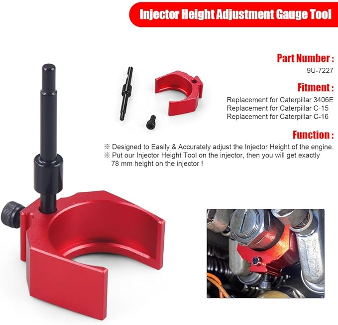9U-7227 Injector Height Tool + 9U-6891 Injector Sleeve Remover Installer Set l+J-38587-a Engine Barring Socket Installer Tool Set Suitable For CAT Caterpillar 3406E C-15 C-16 Engines (8 PCS)