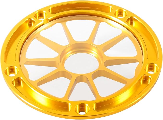 POWER JAMES Gold Visible Aluminum Primary Cover Clutch Derby Cover with Transparent PC Acrylic Fits for Harley Davidson 2018-2024 Softail Models
