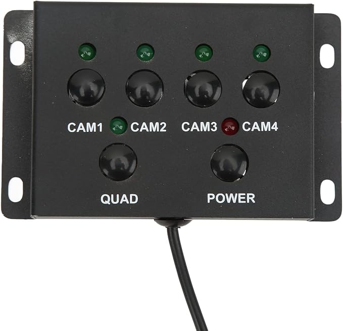 Fydun Car Parking Camera Video Splitter 4 Channel Car Backup Camera Video Screen Splitter Switch for RV Truck Bus Trailer 1080P DC12V 24V