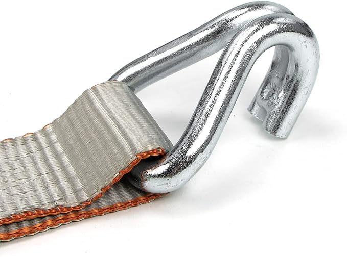 VULCAN Ratchet Strap with Wire Hooks - 2 Inch x 15 Foot - 4 Pack - Silver Series - 3,300 Pound Safe Working Load