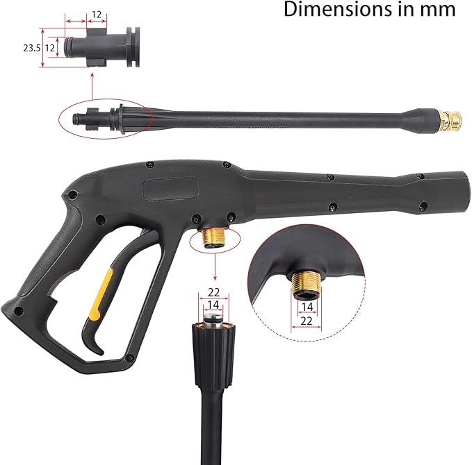 High Pressure Water Spray Gun Wand Jet Nozzle Tips & M22-15 Connector, Compatible with Some of Ryobi, Greenworks, Craftsman, Kar-cher, SunJoe, Westinghouse, LWQ Electric Pressure Washer Max 1900 PSI