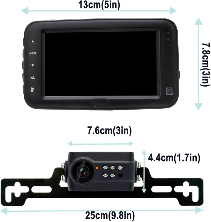 Wireless Backup Camera HD Monitor, Easy Install Stable Digital Signal No Delay Rear View Camera, Color Image Night Vision Reverse Camera for Car, Truck, Pickup, SUV, Van, Camper
