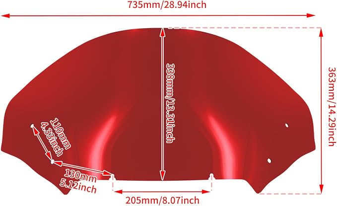Road Glide Windshield 13.5" Wave Fairing Windscreen Cover for Harley FLTRX 2024-2025, FLTRXSE 2023-2025, FLTRXSTSE 2024-2025 Red