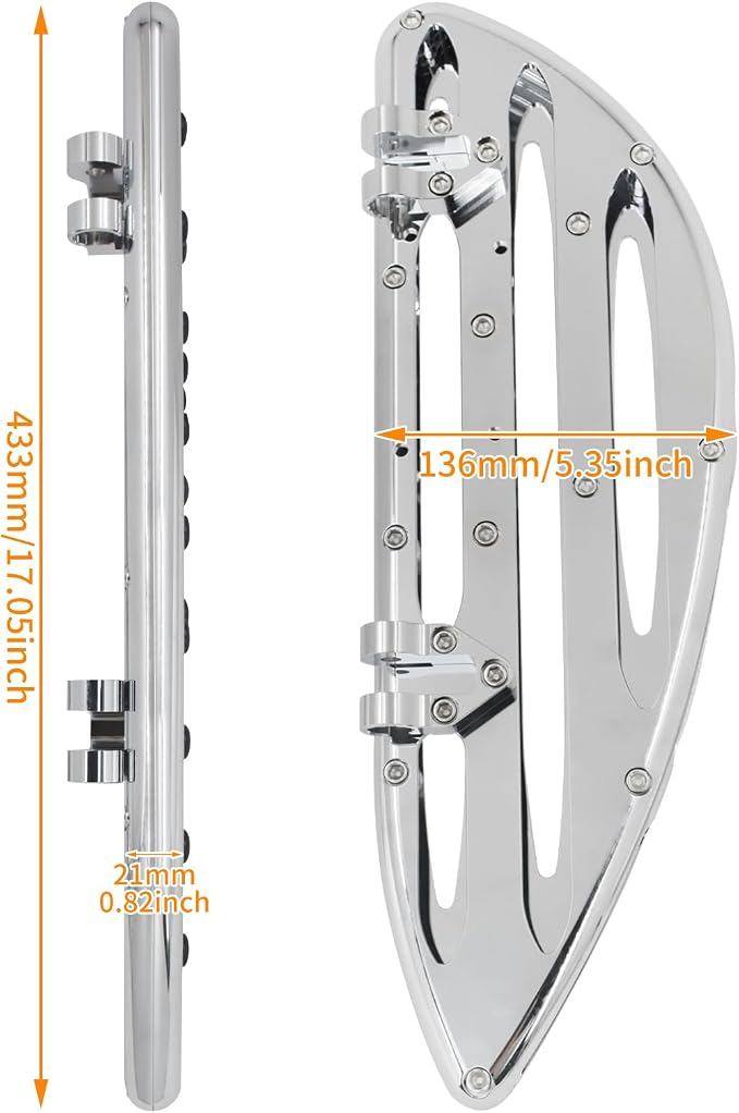 Front Driver Floorboard CNC Foot Pegs Rider Footboards Pedal Fit For Harley Touring Road King Road Glide Electra Glide Street Glide 1986-2025 Softail FL 1986-2017 (Chrome)