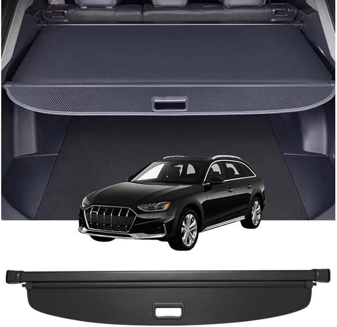 Retractable Cargo Cover Compatible with Audi A4 allroad 2017-2025 Shield Security Shade Privacy Screen Tonneau Luggage Cargo Trunk Organizers