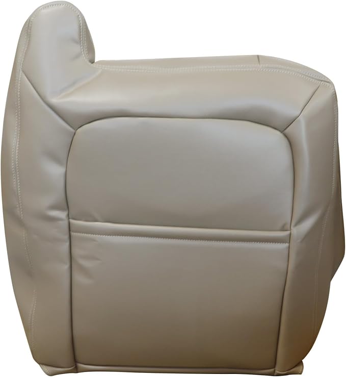 Front Driver and Passenger Bottom and Top Lean Back Leather Seat Covers Tan #522 Compatible with Chevy Avalanche Silverado GMC Sierra 1500 2500 3500 HD 2003 2004 2005 2006