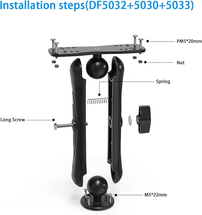 Aluminum Fish Finder Mount, Compatible with Garmin and Lowrance, 9.3'' Adjustable Arm, 1.5'' Marine Electronic Ball Mount