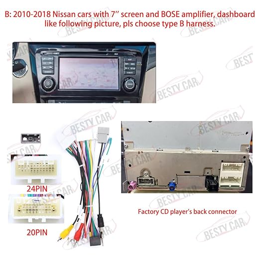 16pin Car Stereo Radio Power Wiring Harness Canbus Box for Nissan X-Trail Teana Navara Qashqai Sentra Support Factory Bose Amplifier OEM Backup Camera