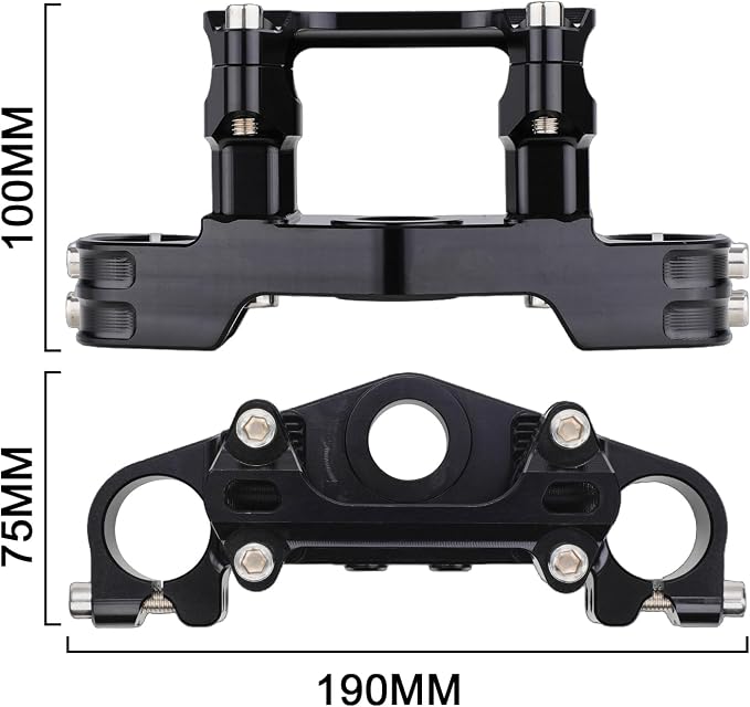 Dirt Pit Bike Top Triple Clamp 7/8" 22MM Upper Triple Tree Bar Mount with Risers Set CNC for TTR 110 TTR110 TTR110E 2008-2025 Black Motorcycle Motocross