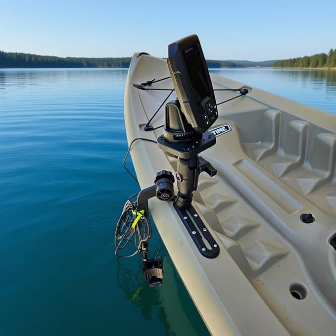 Kayak Fish Finder Mount with Transducer Mounting Arm, 1.5" Ball Marine Electronic Mount for Boat Track, Universal Mounting Plate, Compatible with Scotty, Lowrance, Garmin Fish Finders