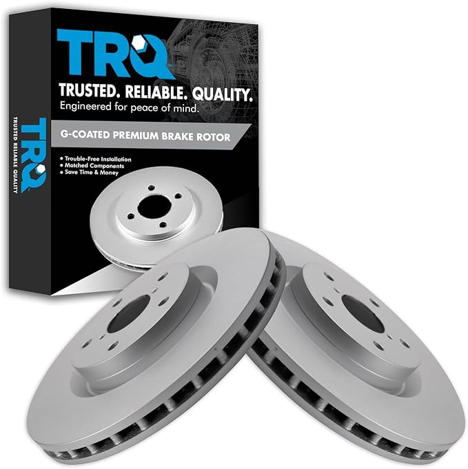 TRQ Front Brake Rotor Set G Coated Vented Compatible with 2005-2014 Subaru Impreza 2015-2017 WRX STI