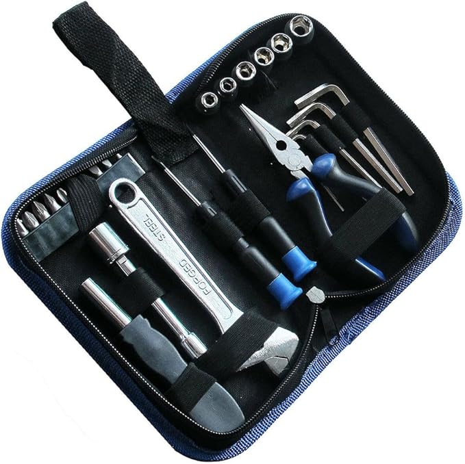 Compact Motorbike Tool Sets 28pcs Motorcycle Repair Toolkit Tool kit Underseat,Motorcycle Repair on the Road, Great for Travel Tool Needs