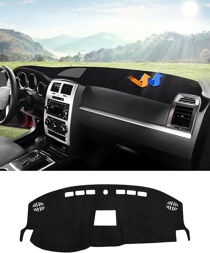 Autorder Dashboard Cover Mat for 2008 2009 2010 Dodge Charger Accessories Dash Cover Flannel Dash Mat Sunshade Glare UV Rays Protector