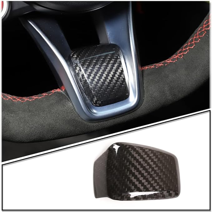 Carbon Fiber Central Steering Wheel Trim Strip Compatible with Alfa Romeo Giulia Stelvio Tonale 2020 2021 Steering Wheel Bottom Decoration Panel Cover Auto Accessories (Black)