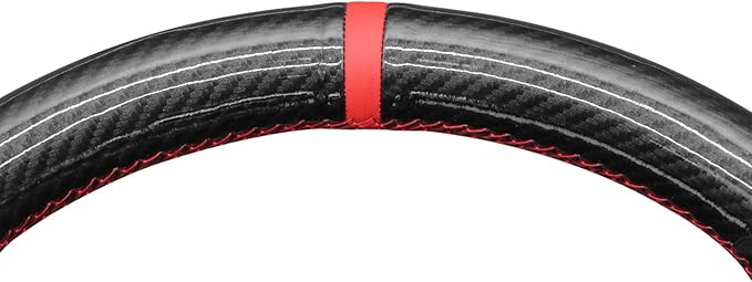 MEWANT Steering Wheel Cover Compatible with Toyota Tacoma 2024 / Tundra 2022-2024 / Sequoia 2023-2024 Hand-Stitched Carbon Fiber&Suede Steering Wheel Wrap