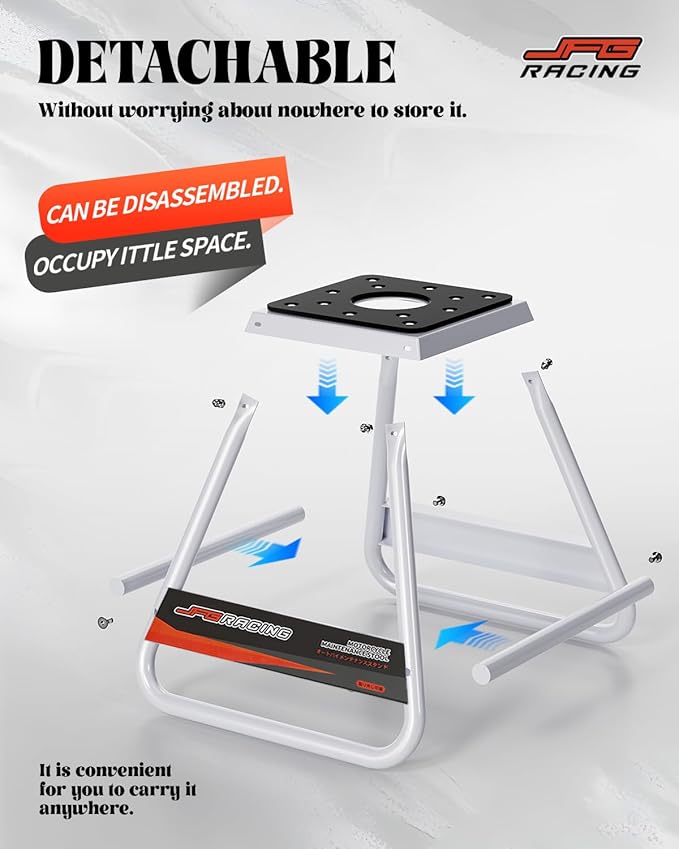 JFG RACING Dirt Bike Stand,Universal Detachable Powder Coated Non Slip Off Road Steel MX Heavy Duty Dirtbike Maintenance Motorcycle Box Stand