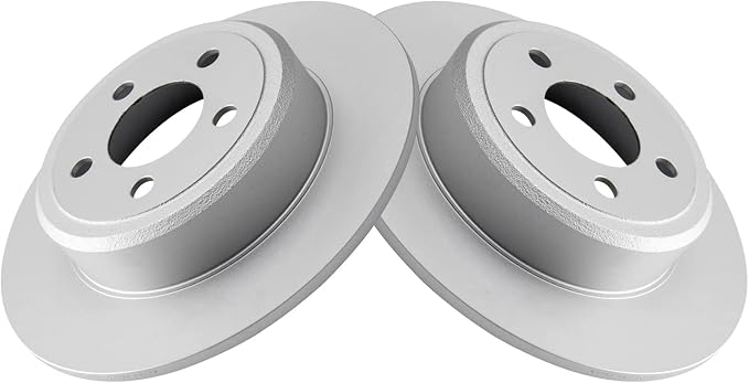 TRQ Rear Brake Rotor Set G Coated Solid Compatible with 2005-2023 Chrysler 300 2006-2023 Dodge Charger 2009-2023 Challenger 2005-2008 Magnum
