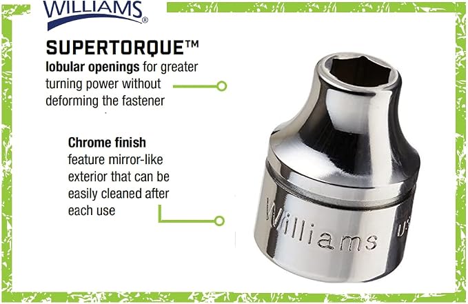 Williams B-608 3/8 Drive Shallow Socket, 6 Point, 1/4-Inch