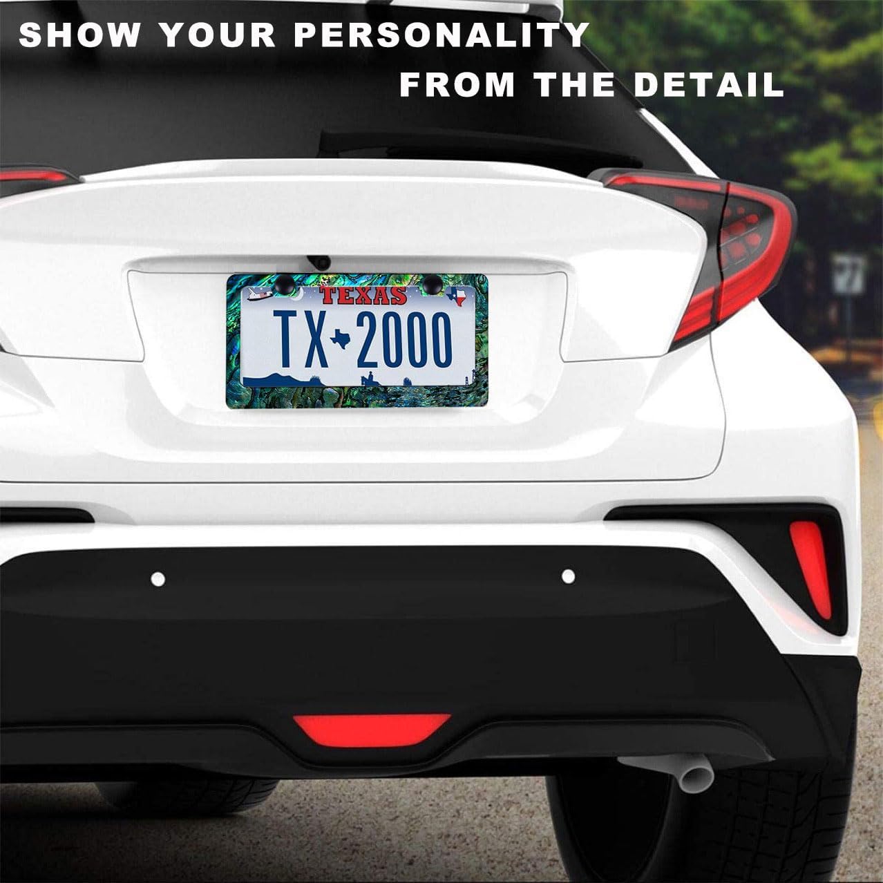 Abalone License Plate Frame-Faux Abalone Car License Plate Holder Auto Accessory Bracket Metal License Plate Frames Abalone-1Pcs