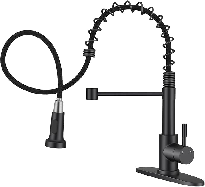 Hiqufet Kitchen Faucet with Pull Down Sprayer, High Arc Single Handle Kitchen Sink Faucet for Pot Filler, Single Hole Single Handle Stainless Steel Bar Sink Faucets