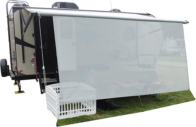 leaveshade RV Awning Sun Shade Screen 7' X 17' 3'' (Fit for 18' Awning) Mesh Sunshade Block Patio Front UV Glare Motorhome Camping Trailer Awning Shadescreen Canopy Sunscreen - 3 Year Warranty (Gray)