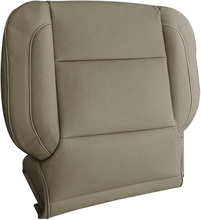 Front Driver Passenger Bottom Perforated Leather Seat Cover Set Replacement Tan Compatible with Chevy Silverado/with GMC Sierra 1500 2500HD 3500HD LS LTZ SLT 2015-2019