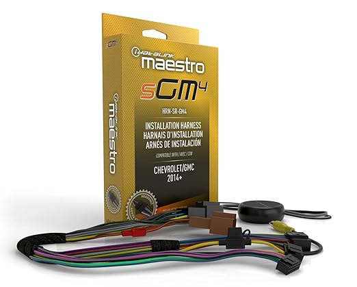 Idatalink Maestro HRN-SR-GM4 T-Harness for Select Chevrolet/GMC GM Vehicles 2016+, replace the factory radio while retaining steering wheel controls & use of factory amp (ADS-MSR module also required)