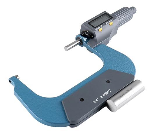 Accusize Industrial Tools 3-4''/75-100 mm by 0.00005''/0.001 mm 2 Key Electronic Digital Outside Micrometer, mm/Inch, Metric/Imperial, Md71-0004 | 2-Key Electronic Digital, Carbide-Tipped, Data Output, 0.00005 in Resolution